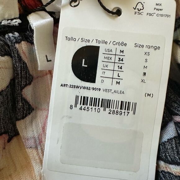 NWT‎ Desigual Multicolor Off-Shoulder Tiered Floral Hi-Lo Dress Size L - Picture 10 of 12